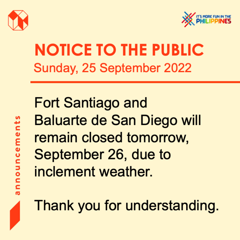 Notice To The Public: 25 Sep 2022 | Intramuros Administration